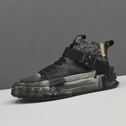 Men’s High-Top Top-Grain Leather Gel-Coated Casual Shoes