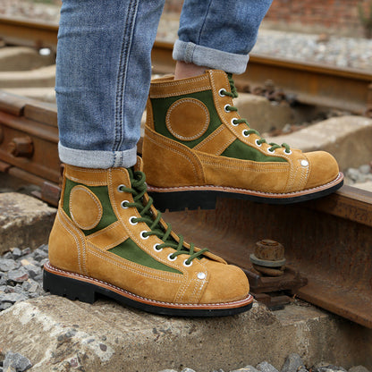 Men’s Hand-Stitched Full-Grain Leather Round-Toe Boots