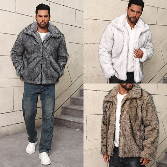Men’s Stylish Fur Short-Sleeve Lapel Jacket