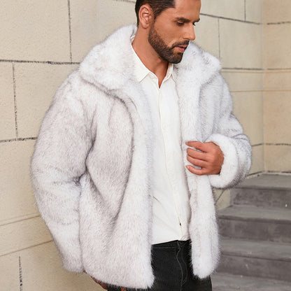 Men’s Stylish Fur Short-Sleeve Lapel Jacket