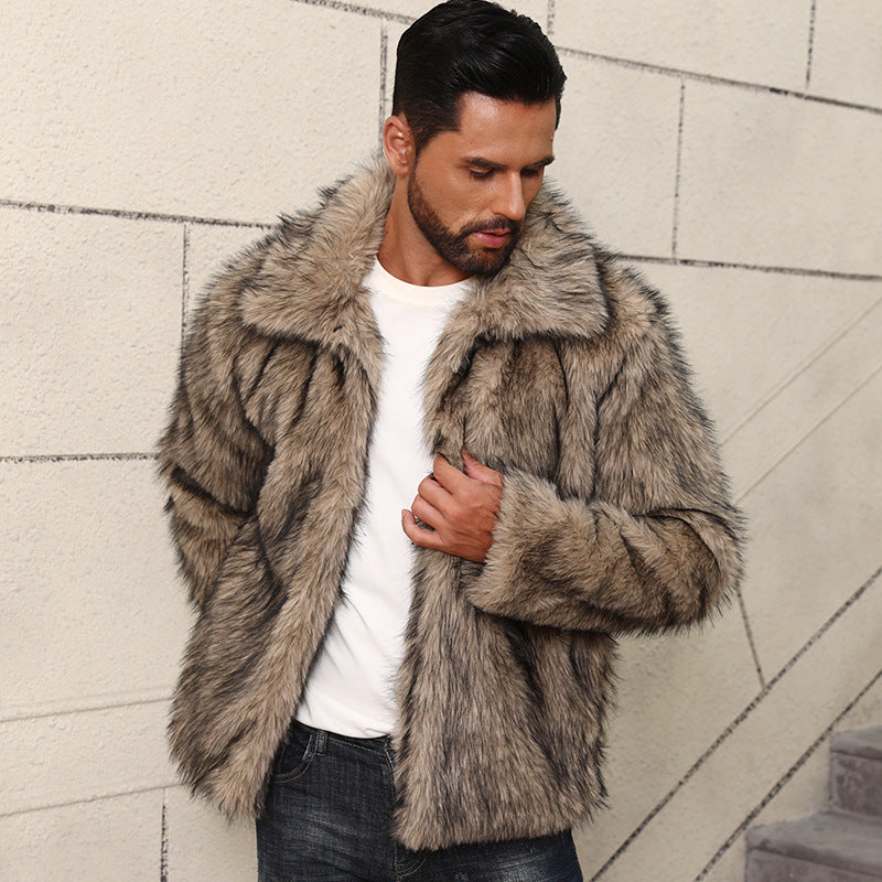 Men’s Stylish Fur Short-Sleeve Lapel Jacket