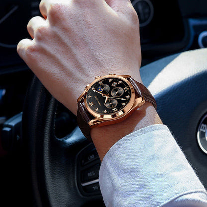 Men’s Genuine Leather Stylish Quartz Electronic Watch