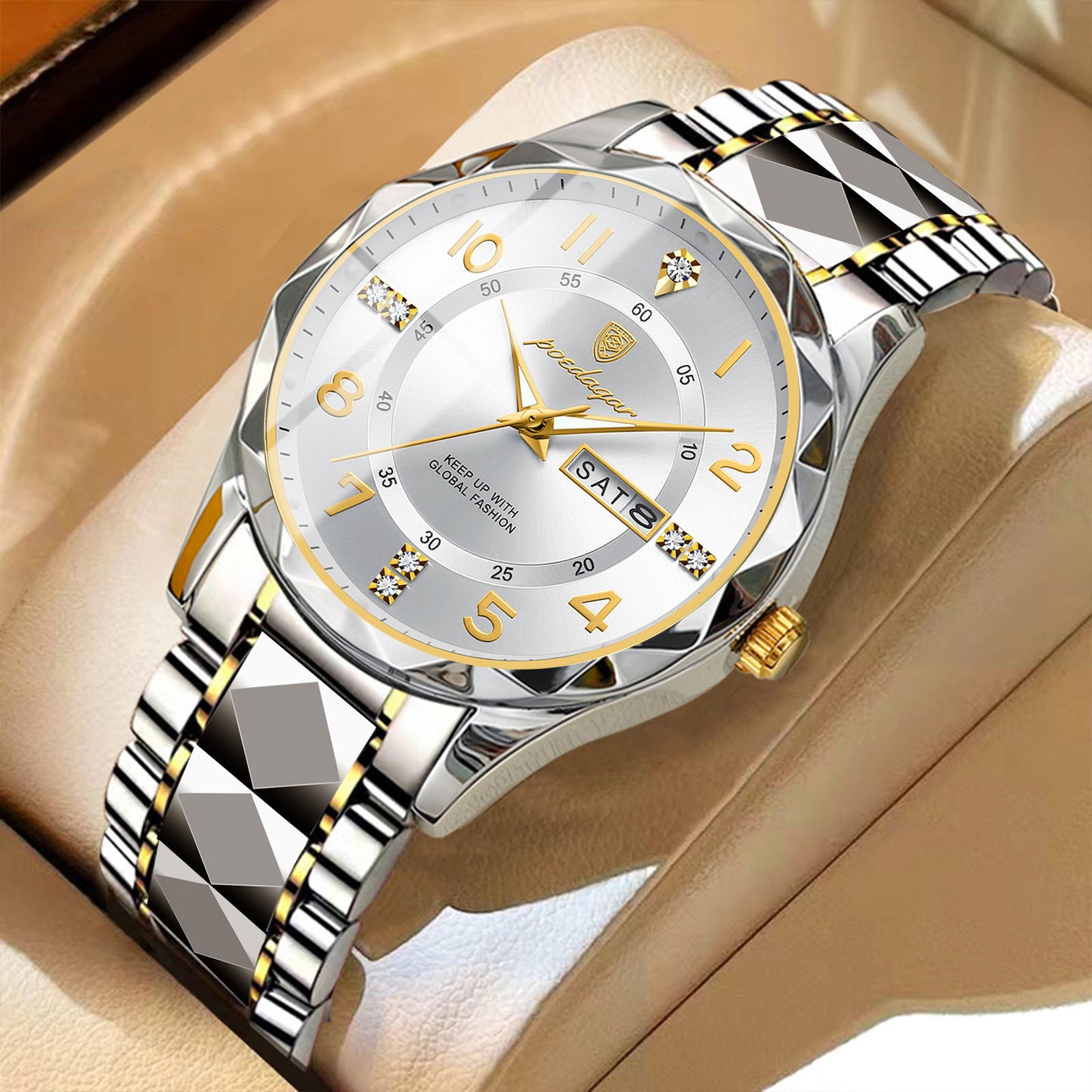 Men’s Sapphire Crystal Diamond-Inlaid Business Watch