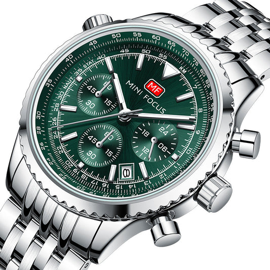 Men’s Multi-Functional Aviation Stainless Steel Band Watch