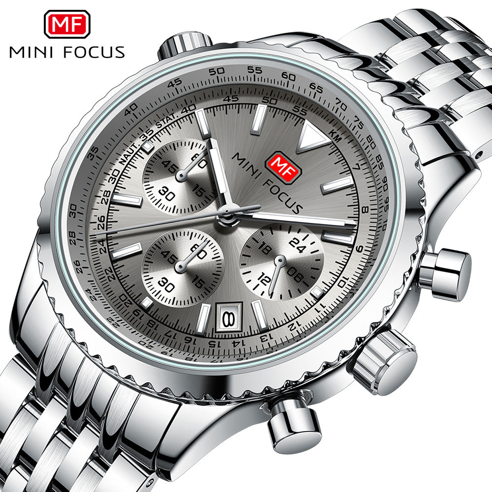 Men’s Multi-Functional Aviation Stainless Steel Band Watch