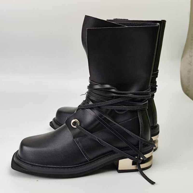 Men’s Martin Boots with Metal-Reinforced Heel and Rope Laces