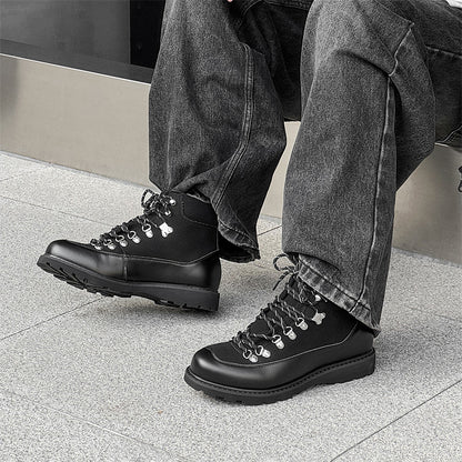 Men’s Casual Color-Block Leather Boots