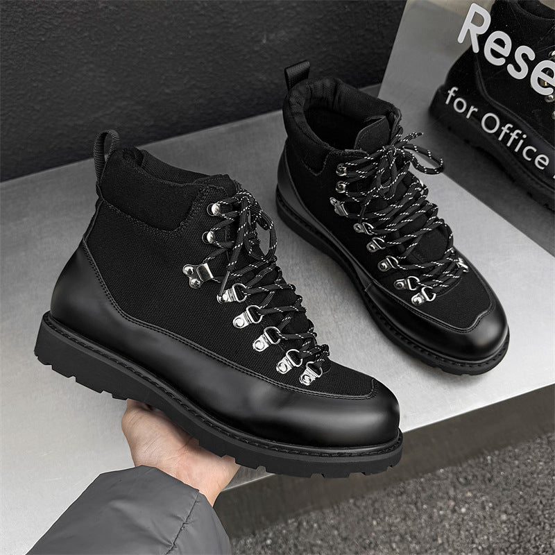 Men’s Casual Color-Block Leather Boots