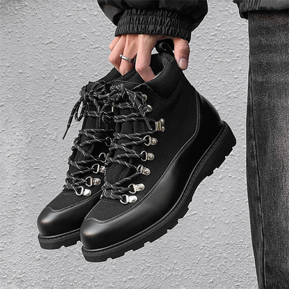 Men’s Casual Color-Block Leather Boots