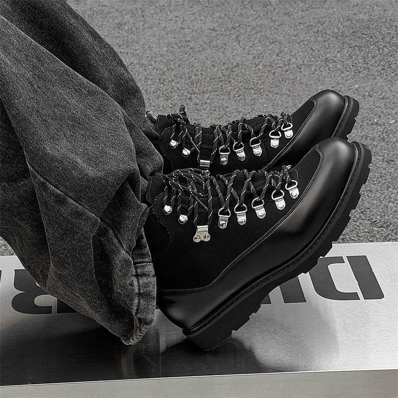 Men’s Casual Color-Block Leather Boots