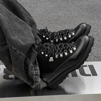 Men’s Casual Color-Block Leather Boots