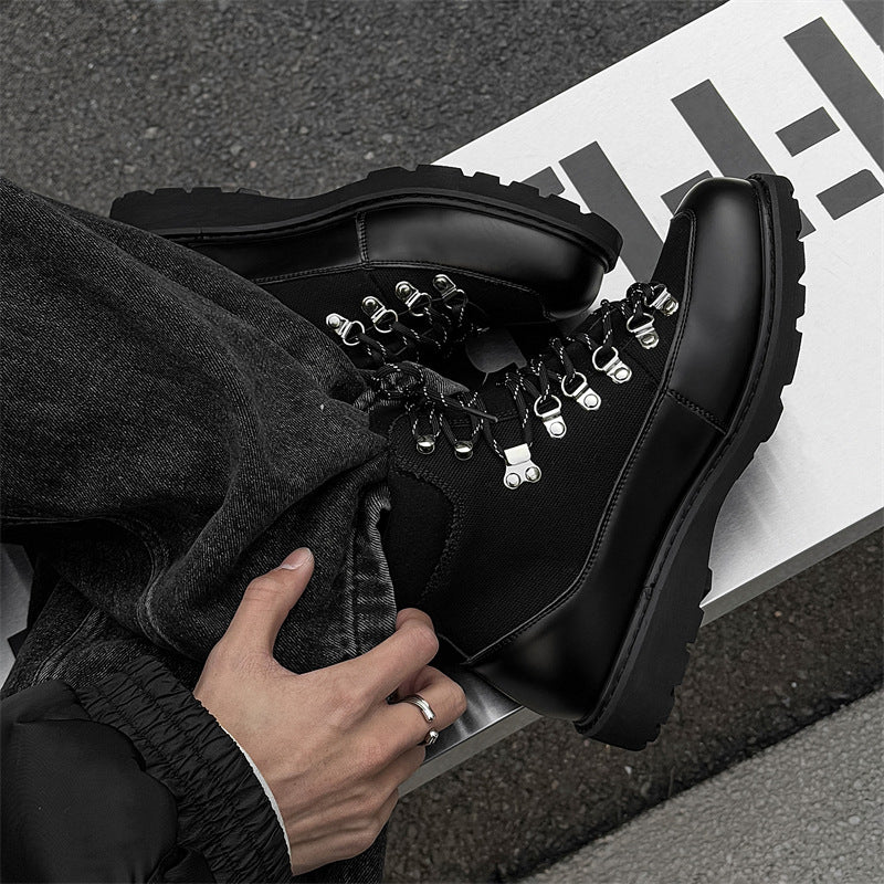 Men’s Casual Color-Block Leather Boots