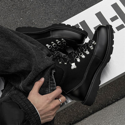 Men’s Casual Color-Block Leather Boots