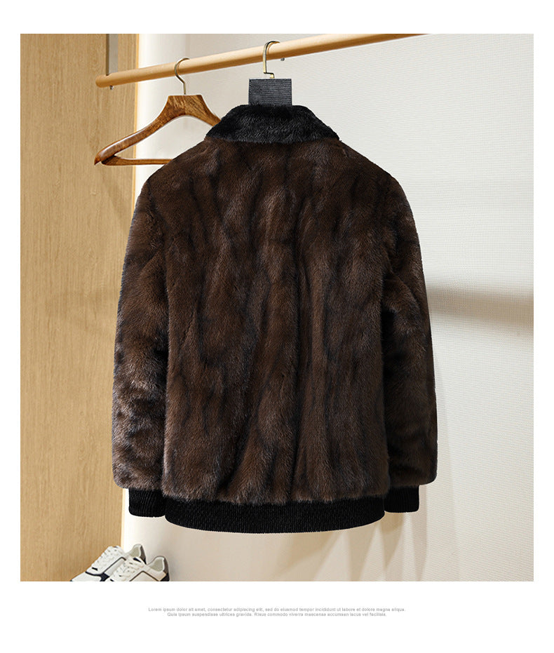 Men’s Golden Mink Fleece Jacket – Autumn & Winter Fur Outerwear
