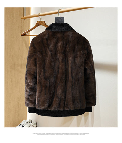 Men’s Golden Mink Fleece Jacket – Autumn & Winter Fur Outerwear
