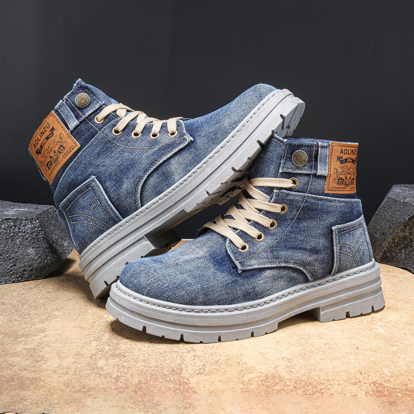 Men’s High-Top Denim Casual Casual Martin Boots