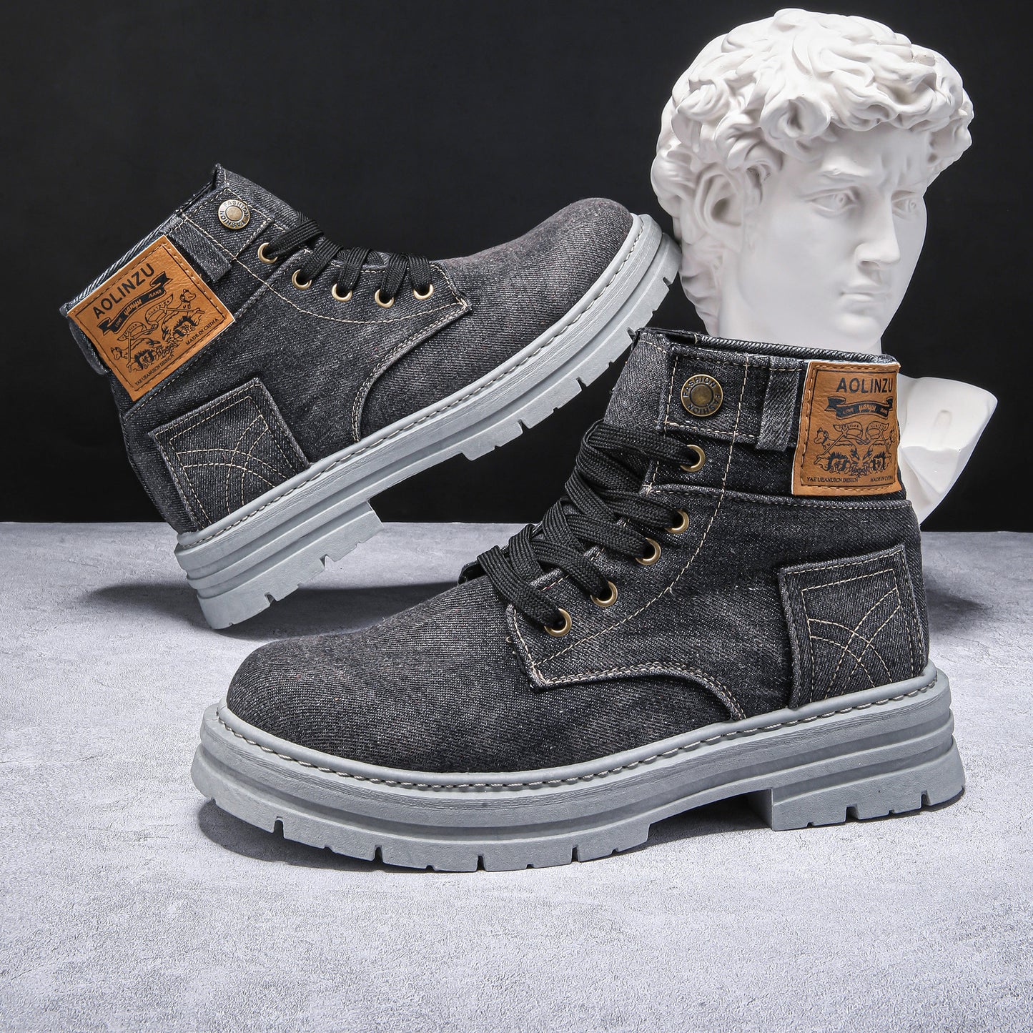 Men’s High-Top Denim Casual Casual Martin Boots