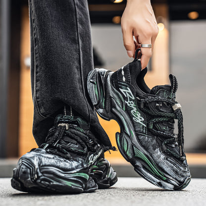 Men’s Distressed Knee-Protective Platform Sneakers