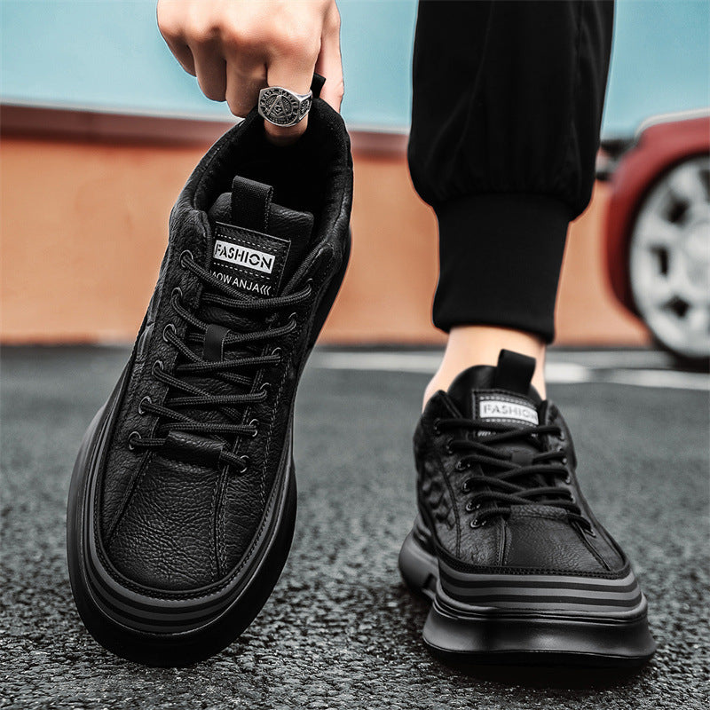 Men’s Comfortable Crocodile-Patterned Leather Sneakers