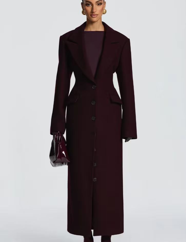 Elegant Single-Breasted Wide-Collar Wool Coat
