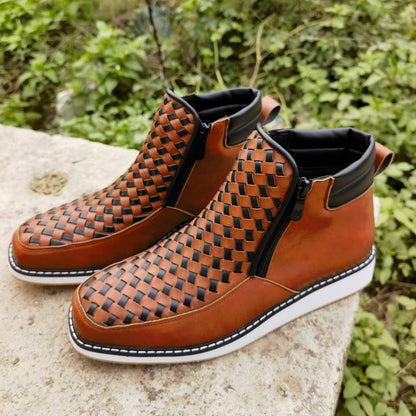 Side-Zip Retro Hand-Knitted Western Cowboy Boots