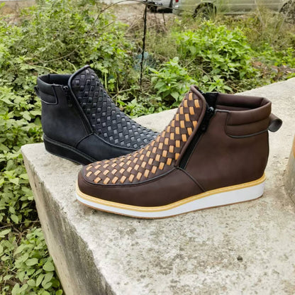 Side-Zip Retro Hand-Knitted Western Cowboy Boots