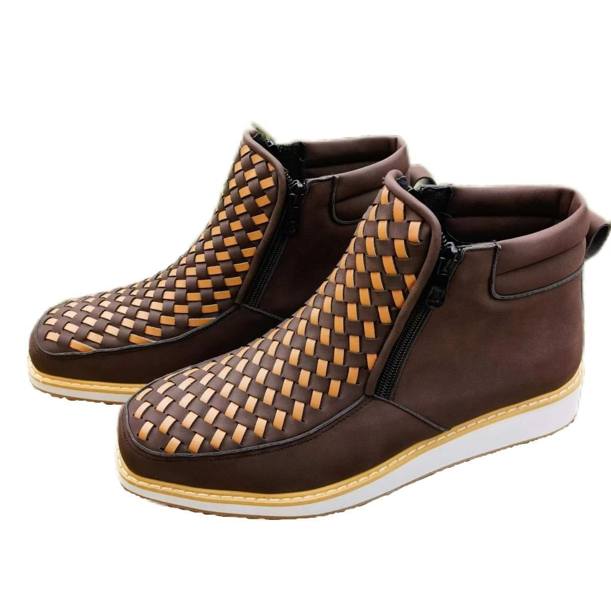 Side-Zip Retro Hand-Knitted Western Cowboy Boots