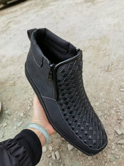 Side-Zip Retro Hand-Knitted Western Cowboy Boots