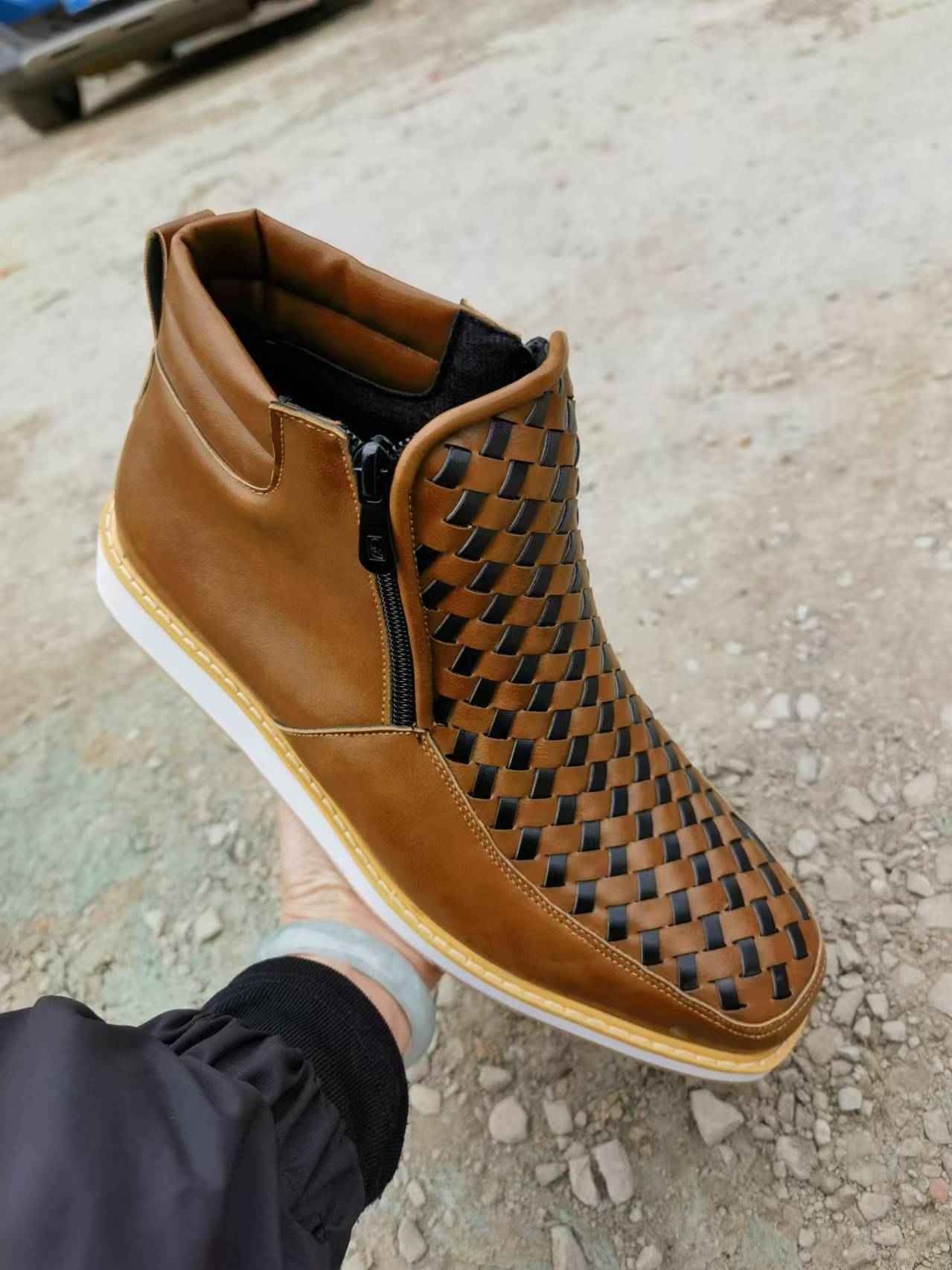 Side-Zip Retro Hand-Knitted Western Cowboy Boots