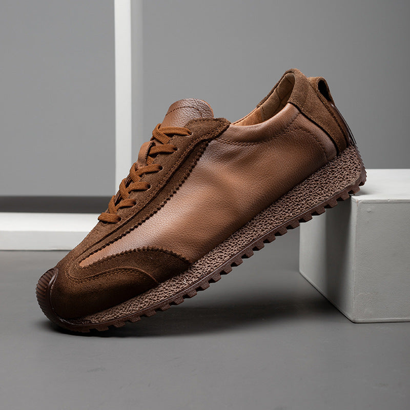 Men's Genuine Leather Sneakers with Fleece-Lined Insole & Toe Cap