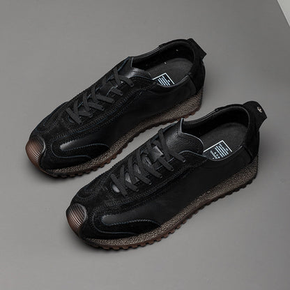 Men's Genuine Leather Sneakers with Fleece-Lined Insole & Toe Cap