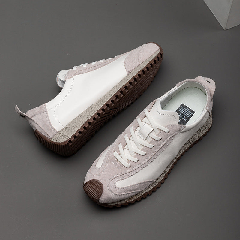 Men's Genuine Leather Sneakers with Fleece-Lined Insole & Toe Cap