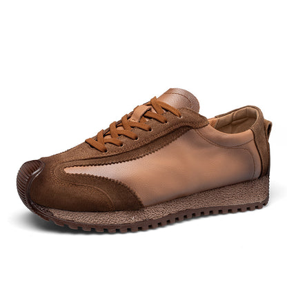 Men's Genuine Leather Sneakers with Fleece-Lined Insole & Toe Cap