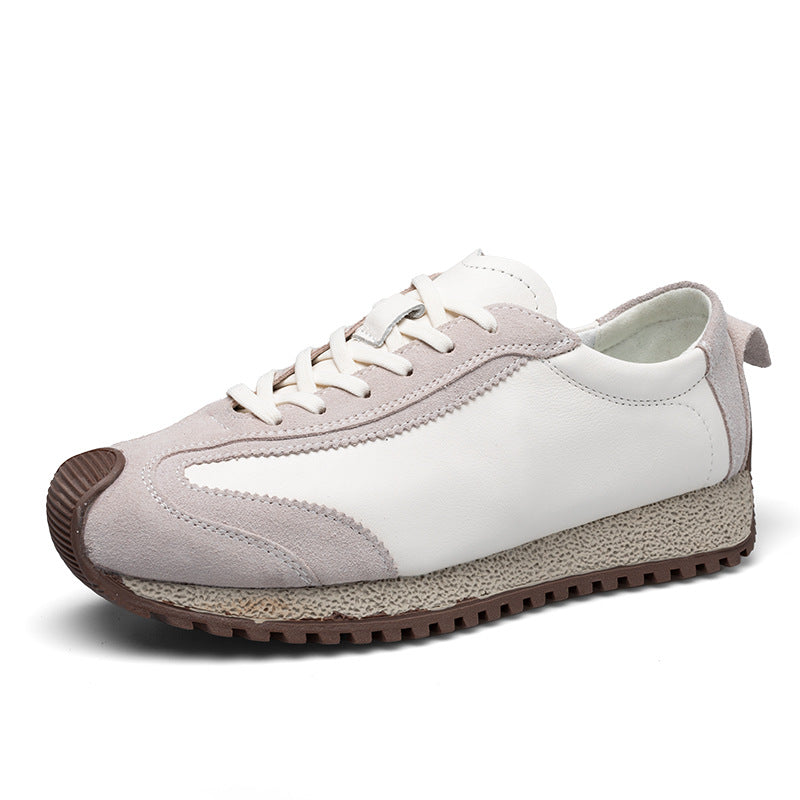 Men's Genuine Leather Sneakers with Fleece-Lined Insole & Toe Cap