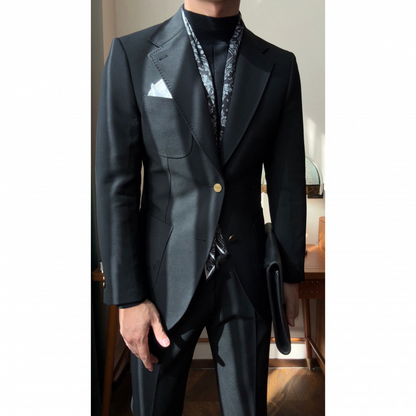 Men's Italian-Style Suit Set with Multiple Pockets