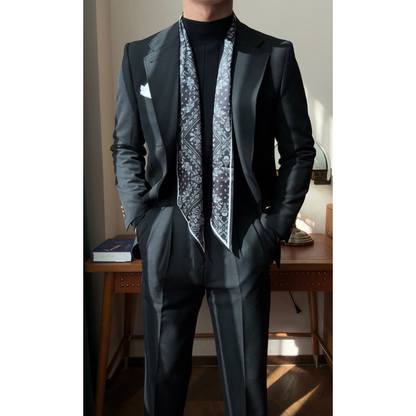 Men's Italian-Style Suit Set with Multiple Pockets