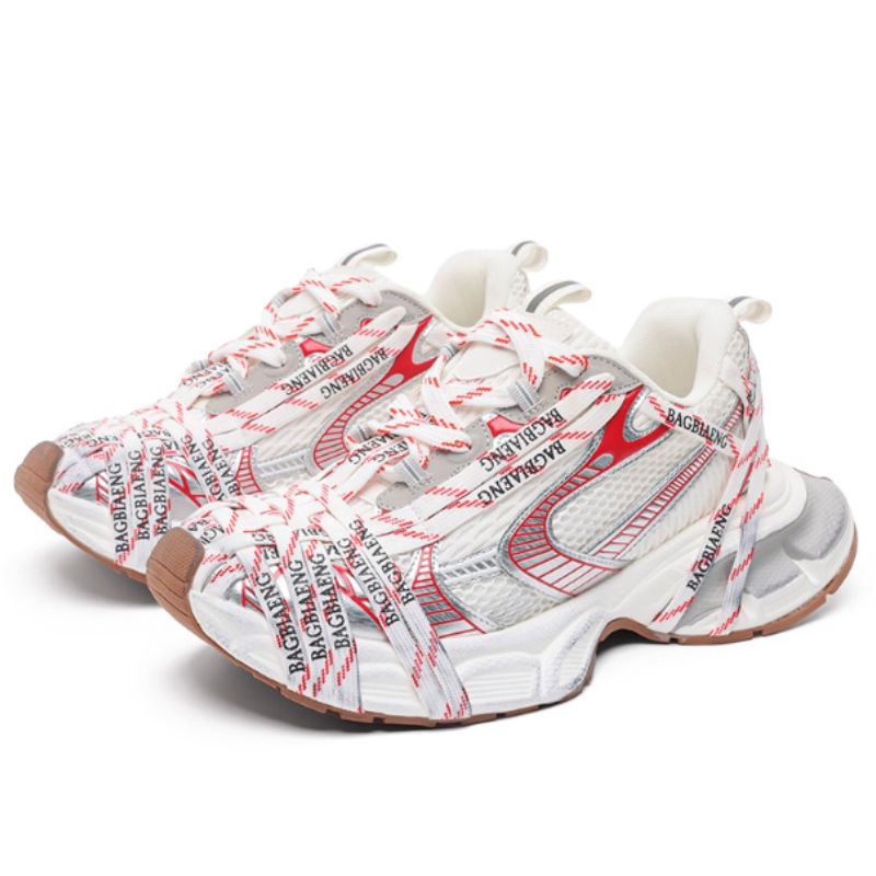 Men's Letter-Strap Woven Sneakers