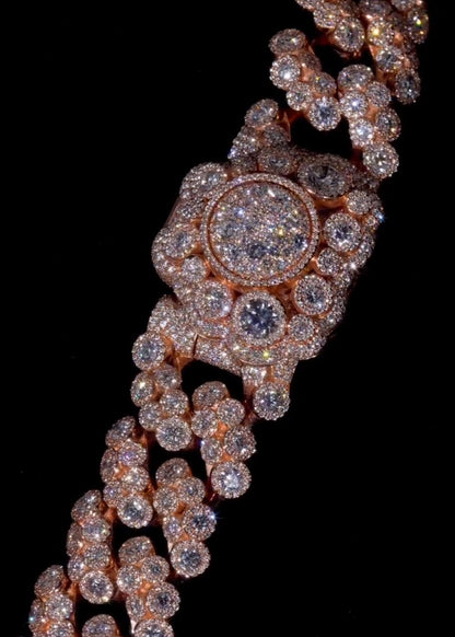Rose Gold Heavy-Duty Full-Diamond Cuban Necklace