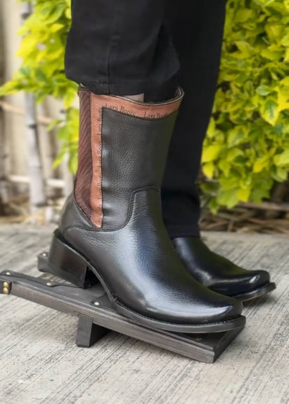 Men's Square-Toe Block Heel Retro Fashion Boots