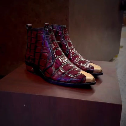 Metallic Pointed-Toe Stylish Leather Shoes