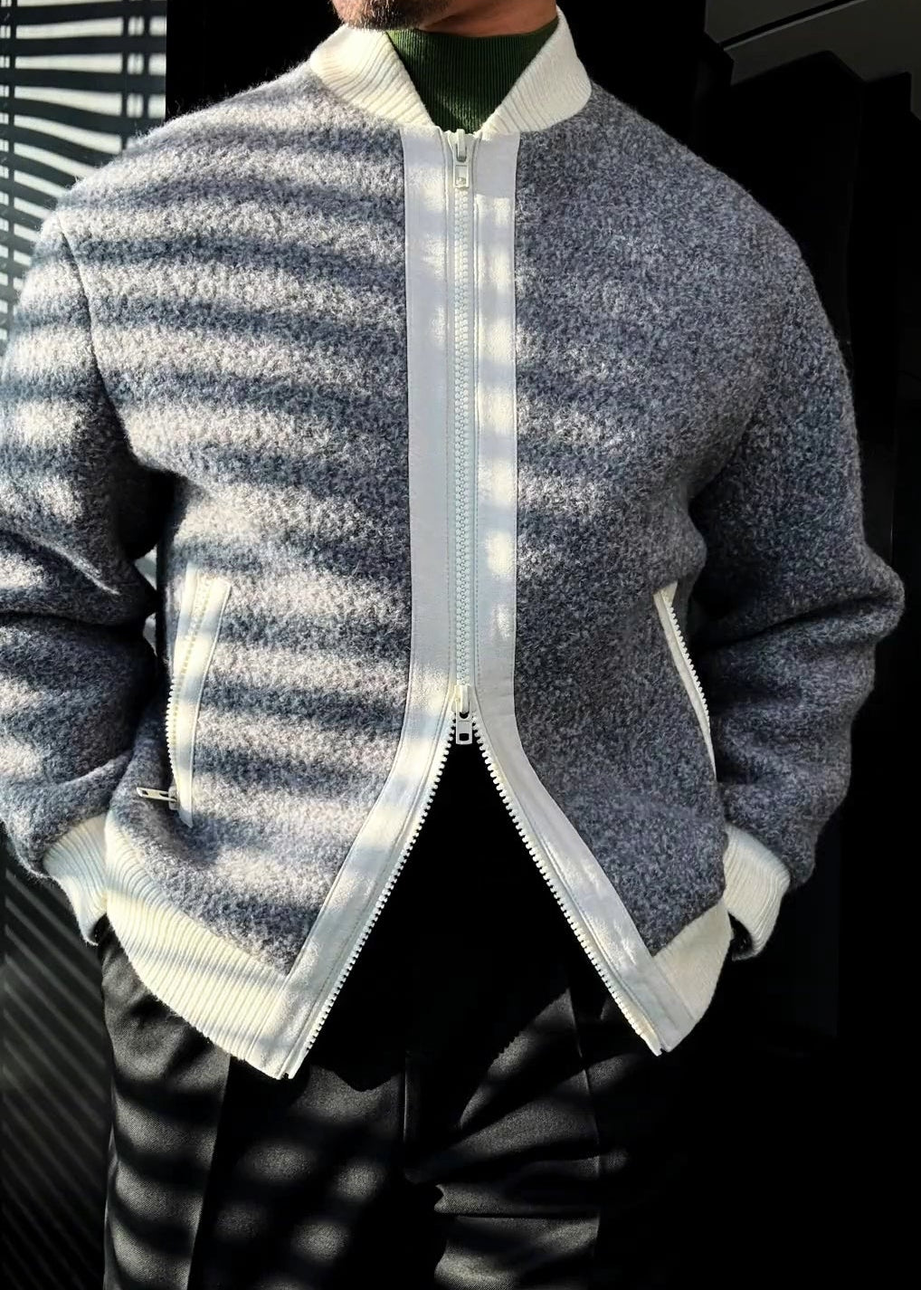 Men’s Fleece-Knit Paneled Jacket