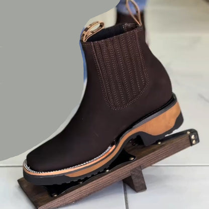 Men's Square-Toe Western Chelsea Ankle Boots