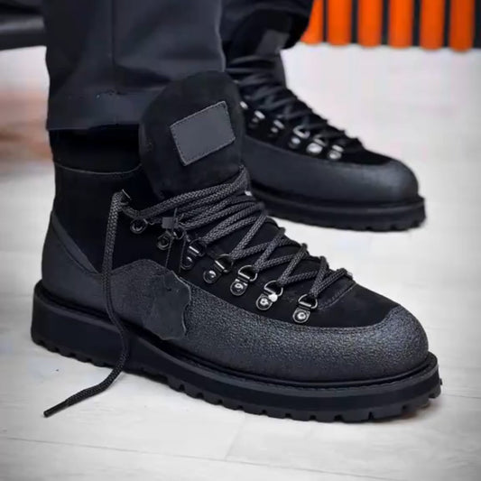 Men’s Casual Color-Block Leather Boots