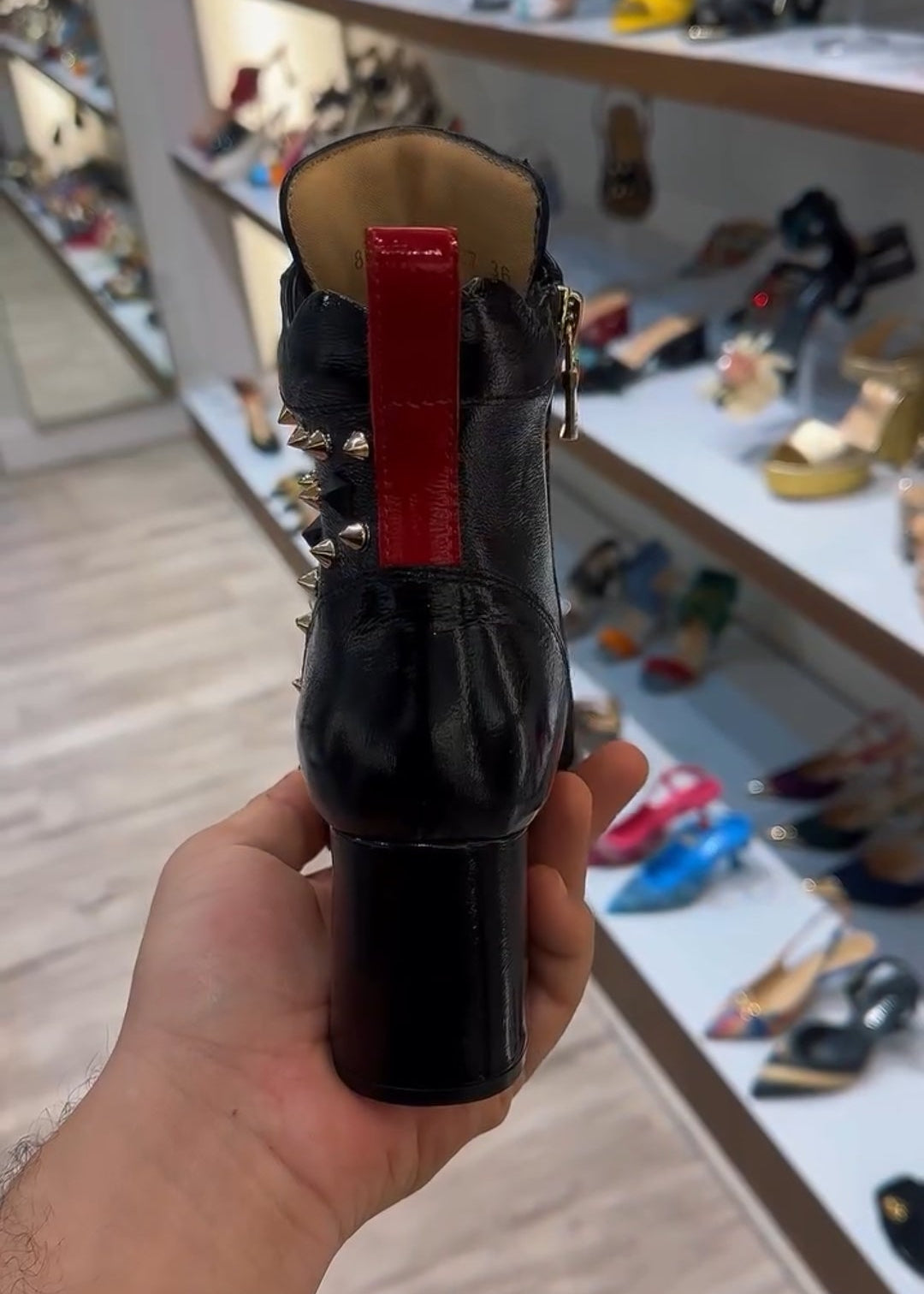 Women's Fashion Studded Block-Heel Leather Boots