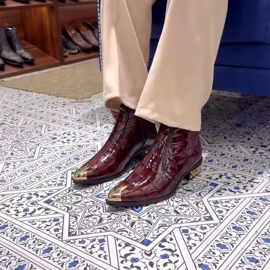 Metallic Pointed-Toe Stylish Leather Shoes