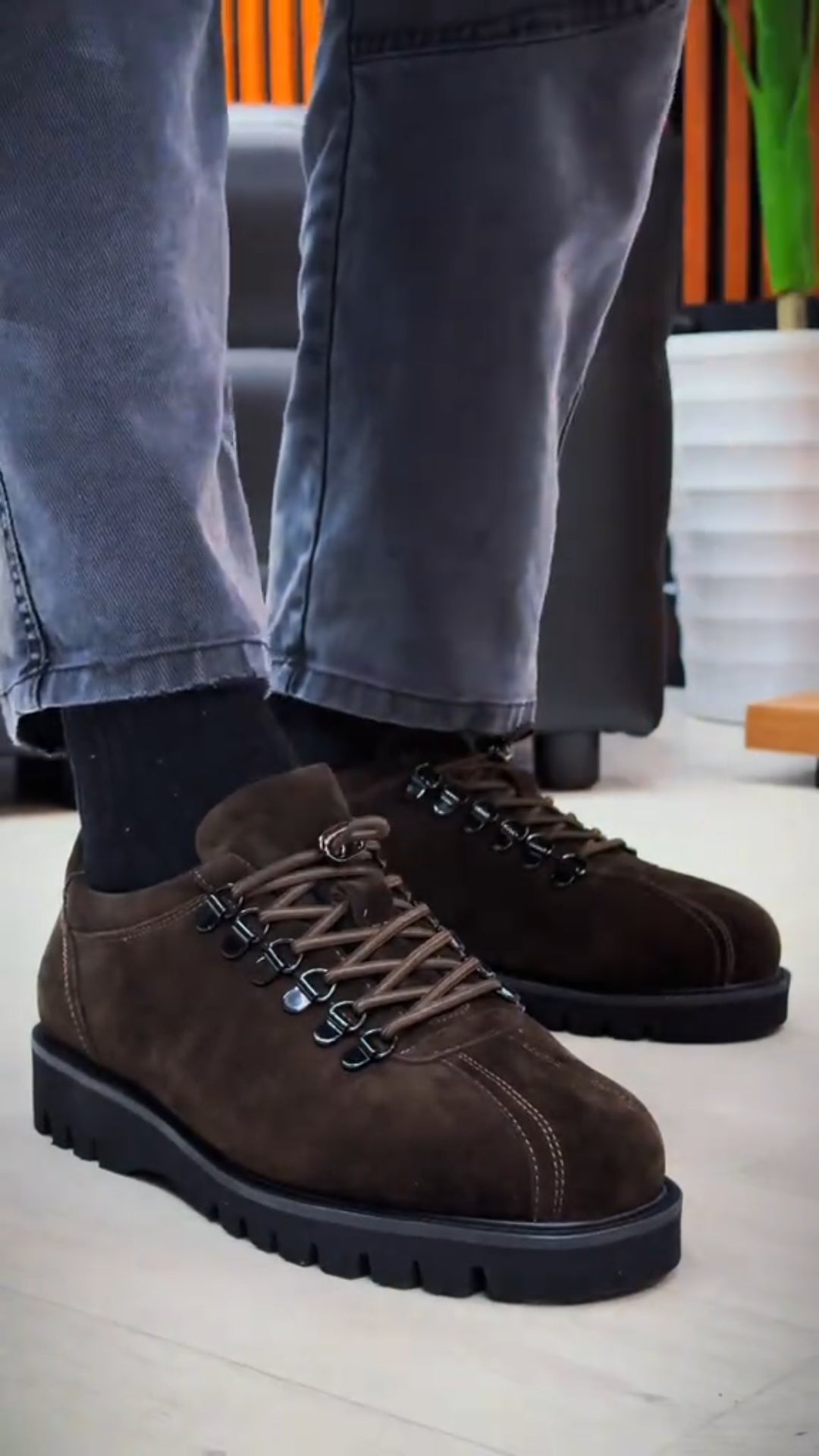 Men's Suede Drawstring Buckle Casual Shoes