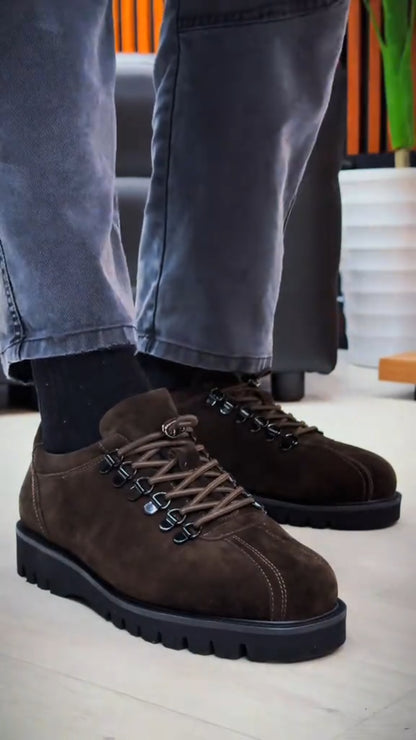 Men's Suede Drawstring Buckle Casual Shoes