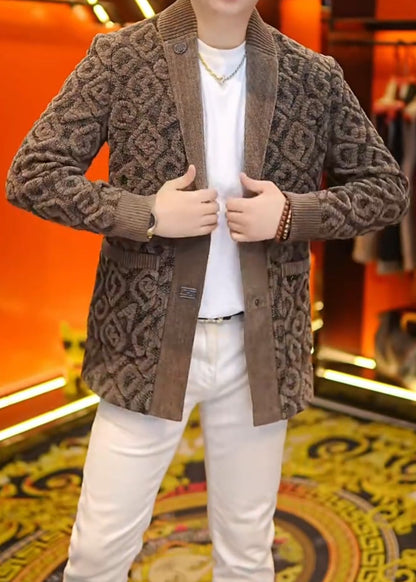 Men’s Comfortable Warm Wool Blend Ribbed Jacket