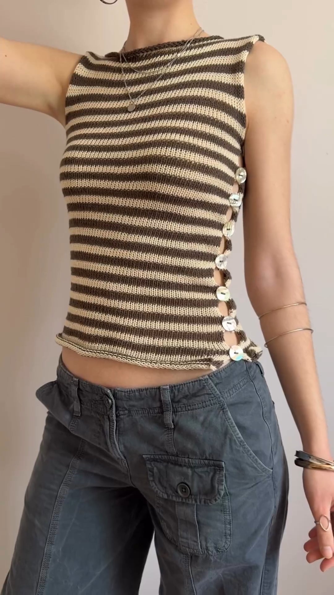 Women's Side-Button Side-Slit Knitted Vest