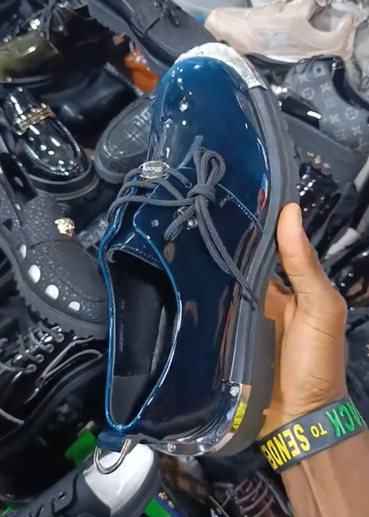 Men’s Gradient Color Chunky-Toe Multi-Color Derby Shoes